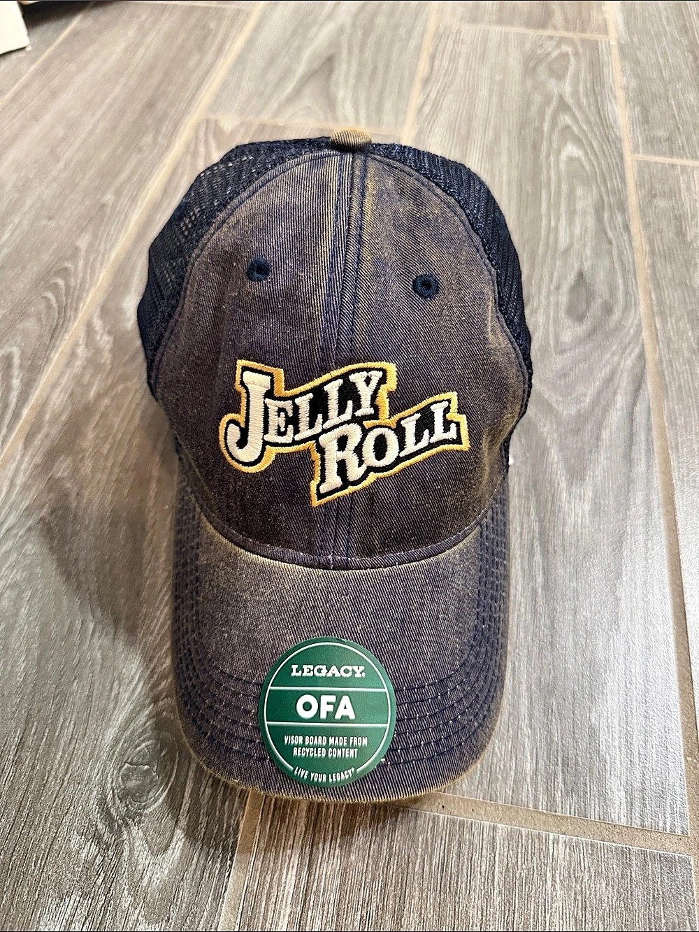 Jelly Roll embroidered concert Tour Legacy OFA Trucker Hat Vintage dark denim